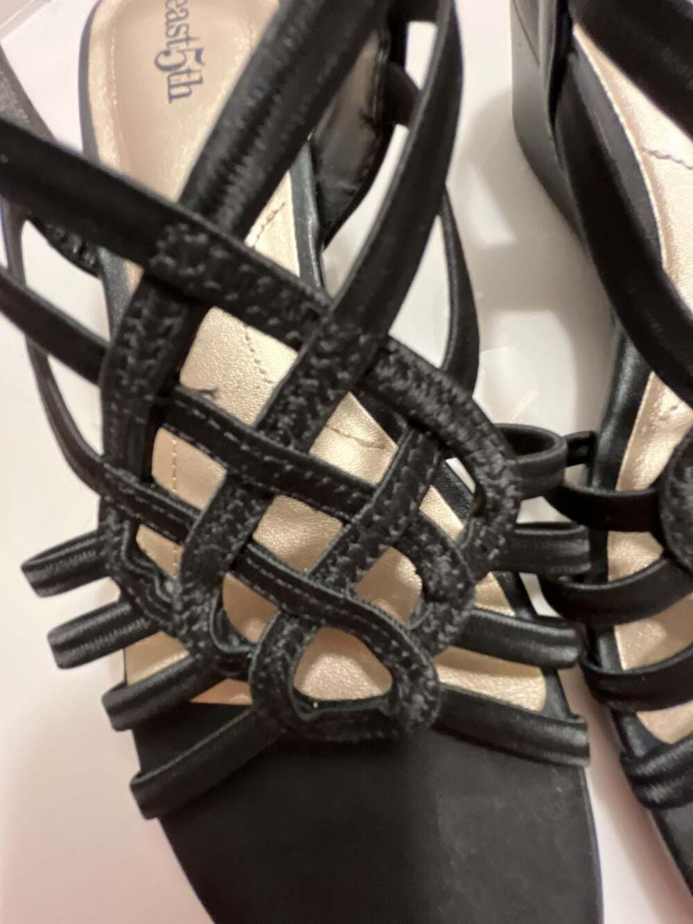 East 5th Black Strappy Wedge Sandals - Picture 7 of 8